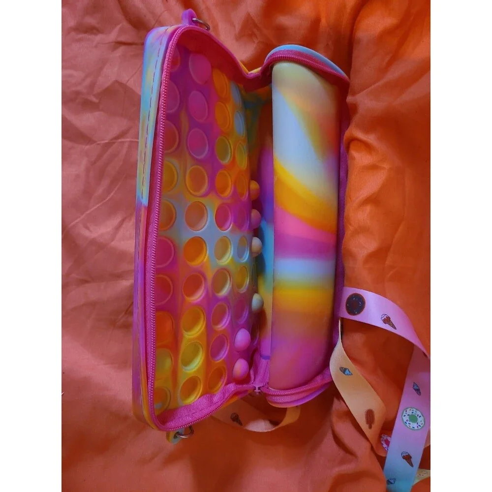 Zerunyiw Pop Purse Fidget Toys, Crossbody Shoulder ​Bag Rainbow Pastels